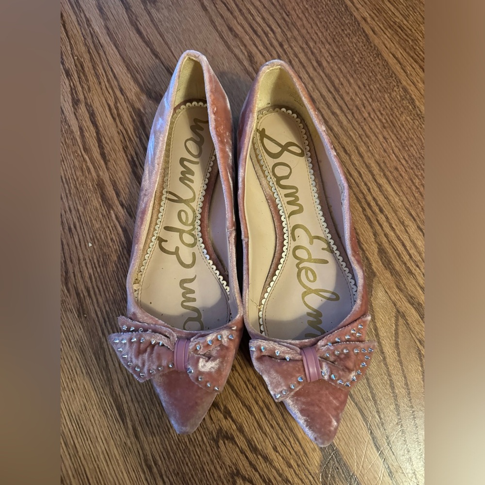 Sam Edelman crushed velvet pink flats